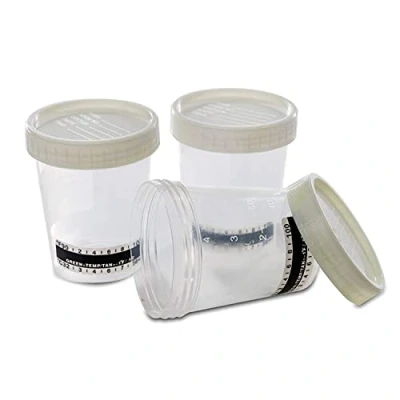 Image of 10 x Urine Sample Cup Screw Cap 120 ml with Temperature Display