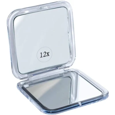 Image of MIRRORVANA 12X Square Magnifying Compact Mirror Mini and Lightweight, Travel Makeup for Women with 1X Magnification 8cm x