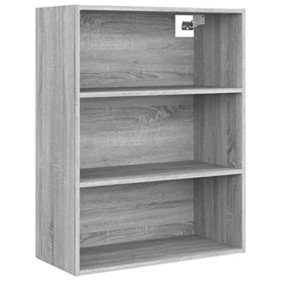 Image of vidaXL Hanging Wall Cabinet, Grey Sonoma, Engineered Wood, Scandinavian Design with Spacious Compartments, Mounted Functionality for Optimised Floor Space, Ideal Living Room and Bedroom.