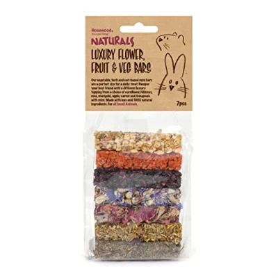 Image of Rosewood Naturals Luxury Flower, Fruit &amp; Veg Bar Treats for Small Animals (7pc) pack of 6
