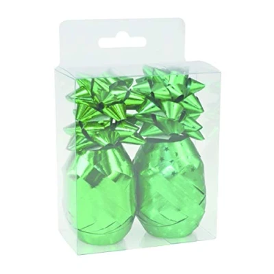 Image of Clairefontaine Ref 617282C Gift Wrapping Set 2 x Ribbons (10mm 10m) + 4 Bows (50mm Diameter) Star Patterns &amp; Plain Designs Metallic Green
