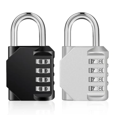 Image of ZHEGE Combination Padlocks Outdoor, Heavy Duty Weatherproof Locks Outdoor for Fence Gate, Sheds, 4 Digit Gym Padlocks, School Locker 2 Pack (Black &amp; Silver)