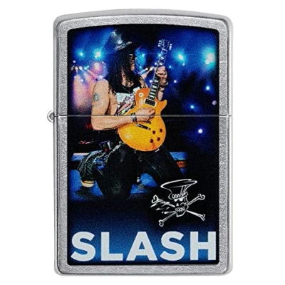 Image of Zippo Windproof Lighter Slash Model Street Chrome Refillable for Lifetime Use Adjustable Flame Gift Box One Metal Construction Made in USA