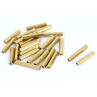 Image of Sourcingmap M3 x 25mm Female Threaded Brass Hex Standoff Pillar Spacer Nut 25pcs