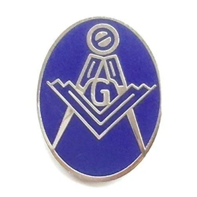 Image of Emblems Gifts Freemason Masonic Oval With Square &amp; Compass Crest + G Enamel Lapel Pin Badge