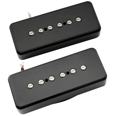 Image of Artec ASA90 Alnico 5 P90 Soapbar Single Coil Pickup Electric Guitar Neck Bridge Pickups Set, Black