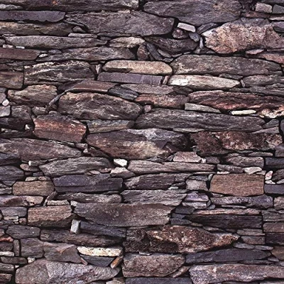 Image of Brick Effect Wallpaper Slate Stone Rustic Weathered Realistic 3D Charcoal Debona