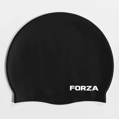 Image of FORZA Kids’ Swimming Caps Premium Silicone Swim Hats for Children Aged 3 13 Comfortable, Durable, &amp; Splash Proof Available In 5 Multiple Pack Sizes (1, Black, M)