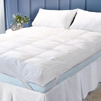 Image of Luxury 5&quot; (12.5cm) Extra Deep 100% Goose Feather &amp; Down Mattress Topper Enhancer by Large Plain Soft Faux Fur Mink Blanket Bed Sofa Throw CosyWinks® 4FT