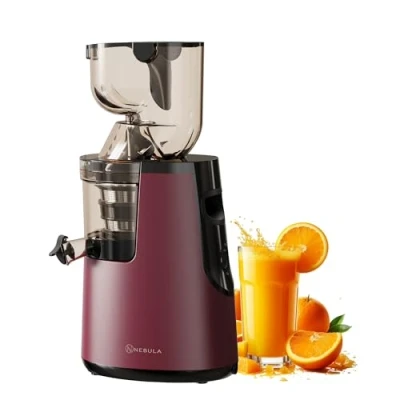 Image of Nebula Grande 45RPM Cold Press Slow Juicer Whole Fruits &amp; Vegetables, Fresh Healthy Juice, Sorbet, Ice Cream, BPA Free, Commercial Motor (Deep Red)