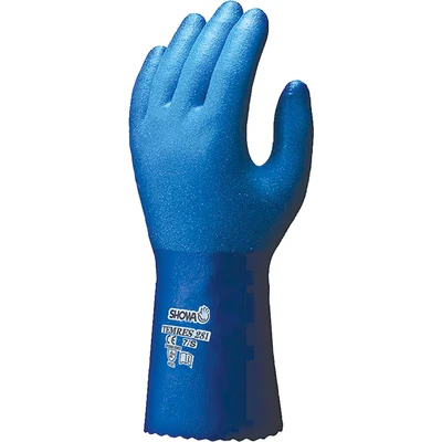 Image of Showa PU Coated Gloves, for Liquid Protection, Blue, Size 7
