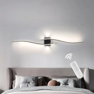 Image of Wall Lights For Living Room,Modern Indoor Led Light Of Linear Acrylic Bar,Black Dimmable Sconce Lamp Fixtures,Wall Lighting Bedroom Room Hallway Vanity Mirror Stairs 120Cm