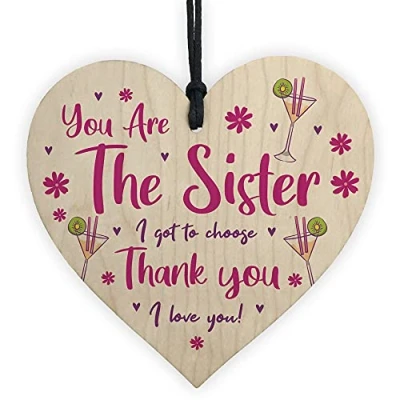 Image of RED OCEAN Sister I Got To Choose Plaque Wood Hanging Heart Friendship Sign