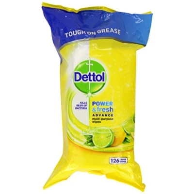 Image of Dettol Power And Fresh Multi Purpose Wipes, 378 Pack Of 3 X 126