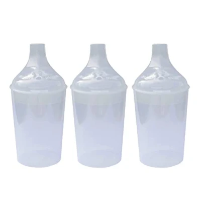 Image of Lizzyoftheflowers 3 Pack Clear Wide Spout Feeding Beakers with Graduated Measurements and Controllable Flow Lid Autoclavable, Microwave Safe Spill Proof
