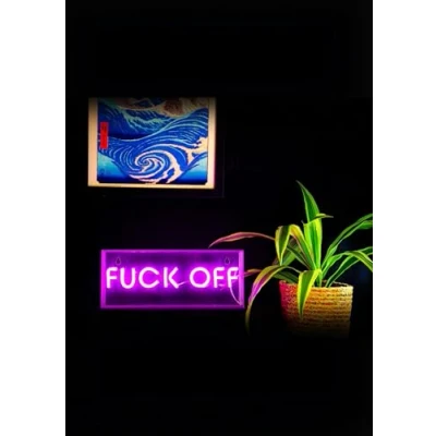 Image of Pink &quot;Fuck Off&quot; Neon Sign Lightbox Battery or USB Powered Rebellious Room Decor, Statement Piece for Home, Bar, Bedroom, Gaming Room, Funny Gift Idea (Pink)