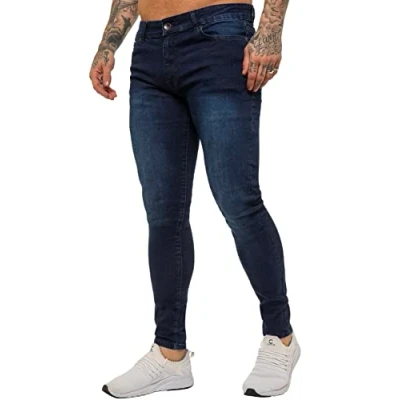 Image of BRAND KRUZE Designer Mens Jeans KZ106 Skinny Slim Fit Casual Super Stretch Denim Trousers Pants DSW 30 R Dark Blue
