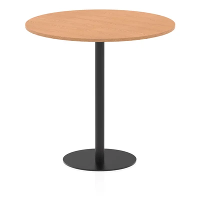Image of Italia 1200mm Poseur Round Table Oak Top 1145mm High Black Leg