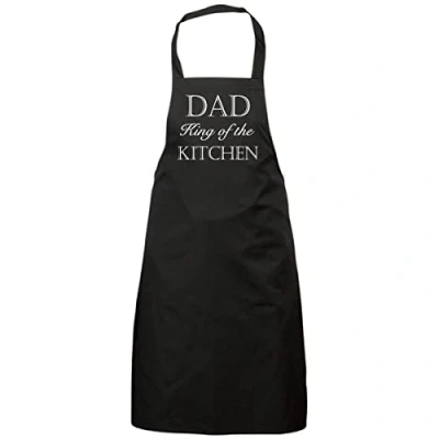 Image of 60 Second Makeover Limited Dad King Of The Kitchen Black Apron Novelty Gift Chef Present Fathers Day