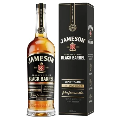 Image of Jameson Black Barrel Blended Irish Whiskey with Giftbox / 40% ABV 70CL Triple Distilled Single Malt and Small Batch Grain Notes of Spices Vanilla