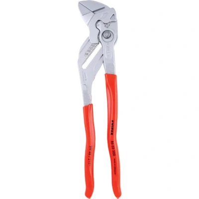 Image of KNIPEX Pliers Wrench, Chrome Plated, 300 mm, Grips Continuously Up to 68 Fine Adjustment by Button Push, Adjustable 86 03