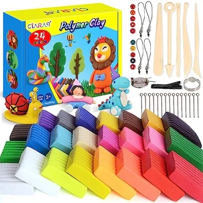 Image of CiaraQ Polymer Clay, 24 Colors Oven Bake Clay Safe and Nontoxic DIY Modeling Set with Tools, Toy for Kids