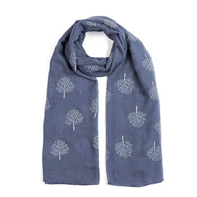 Image of London Scarfs Mulberry Tree Celebrity Designer Scarf Women s Shawl Wrap Ladies Long (Denim Blue)