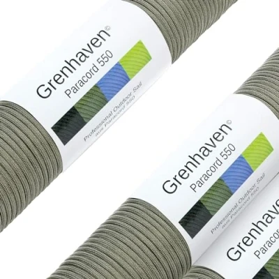 Image of Grenhaven Tear Proof Paracord 550 FOR Outdoor DIY Manual Braiding, Camping, Universal Survival Rope with 7 Cords 100ft long, 250lbs Capacity, 4mm diameter, NOT SUITABLE CLIMBING, olive green