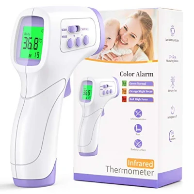 Image of Thermometer for Adults, KKmier Digital Forehead Thermometers, Non Contact Infrared Temperature Checker Adults Children Baby, Gun with Fever Alarm, 2s Readings, 99 Measurement Memory