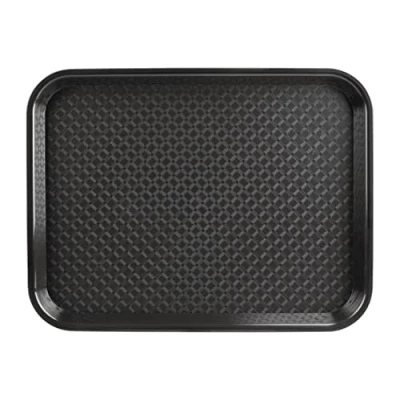 Image of Olympia Kristallon Fast Food Tray, Small Size: 345 x 265 mm/ 13.5 10.5 inch, Black Polypropylene, Plastic Rectangular Restaurant Serving Commercial Bistro and Home Use, DP216