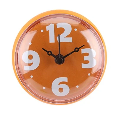 Image of Yosoo Waterproof Shower Clock Round Face Diameter 7cm Suction Cup Simplified Easy Reading Arabic Numerals Digital Dial Big Numbers Bath (Orange)