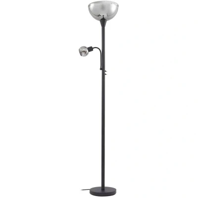 Image of Lindby floor lamp Nehemia, black, glass, reading light, 185 cm