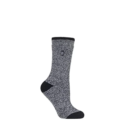 Image of Women&#039;s 1 Pair SOCKSHOP Heat Holders 1.6 TOG Lite Patterned and Striped Socks Twist Black / Light Grey 4 8 Ladies