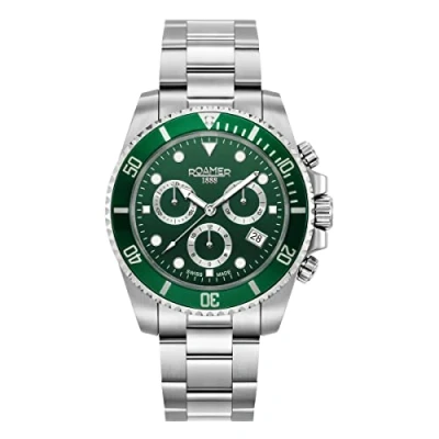 Image of Roamer Men&#039;s Watch Deep Sea 100 Analogue Quartz 851837, Silver/Silver/Green 851837 41 75 20, Bracelet