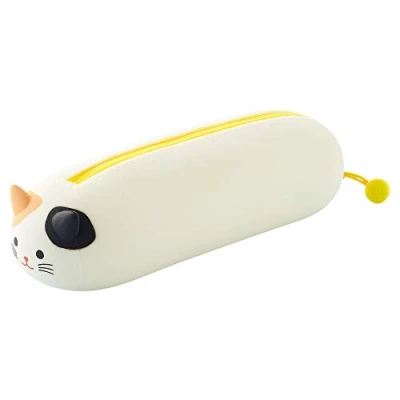 Image of Lihit Lab PuniLabo Zipper Pen Case/Pouch, Horizontal, 2.5&quot; x 7.9&quot;, Calico Cat (A7781 7)