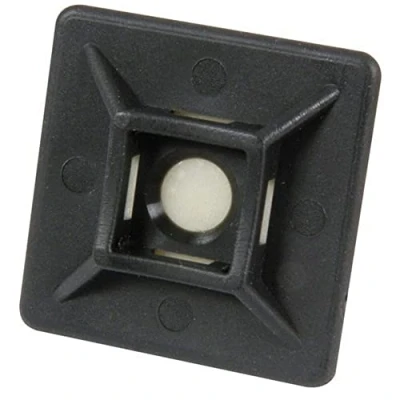 Image of Merriway BH05760 (100 Pcs) Black Self Adhesive Cable Tie Mounts, 19 mm (3/4 Inch) Square Pack of 100 Pieces