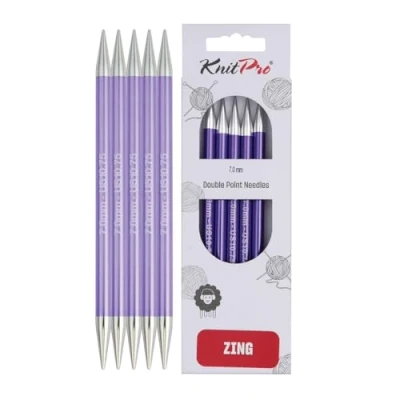 Image of KnitPro KP47015 Zing: Knitting Pins: Sets of Five: Double Ended: 15cm x 7.00mm, Aluminium, Multi Colour, 7mm