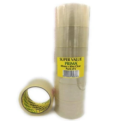 Image of 12 x Prima Clear Adhesive Tape Rolls 48mm 40m Strong Parcel Packaging