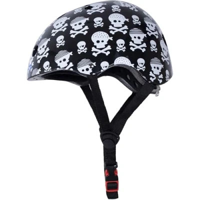 Image of Kiddimoto Kids Bike Helmet for Girls Boys Baby Toddler and Child Age 2 to 10 Years Safety on Scooter Bicycle Skateboard MTB Bikes Adjustable Fit Childs Small Head (Medium, skullz)