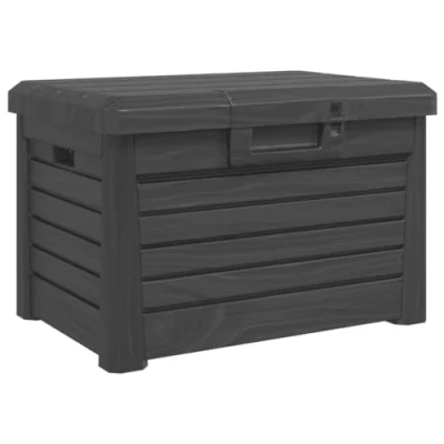 Image of vidaXL Outdoor Cushion Box Patio Deck Storage in Anthracite, Polypropylene Material, Lockable, 73x50.5x46.5 cm, 120L Capacity for Garden Accessories