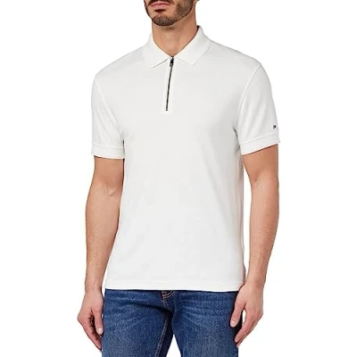 Image of Tommy Hilfiger Men DC Interlock Short Sleeve Polo Shirt Slim Fit, White (White), XL