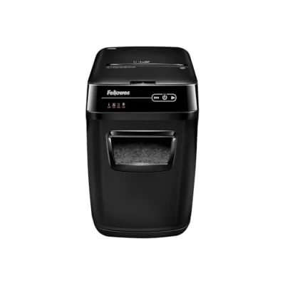 Image of Fellowes Paper Shredder for Office Use 200 Sheet Auto Feed, 10 Manual Feed Cross Cut AutoMax 200C Hybrid with Sleep Mode Feature &amp; 32L Bin High Security P4 Black