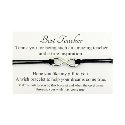 Image of Lucor Teacher Gifts Best Infinity Wish String Bracelet Thank You End of Year Term for Teacher(Black)