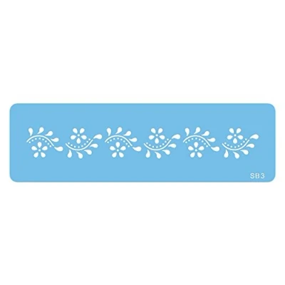 Image of PME JEM Daisy Scroll Border Stencil, Blue
