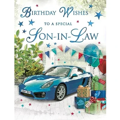 Image of Regal Publishing Traditional Birthday Card Son Blue Sports Car 8 x 6 inches