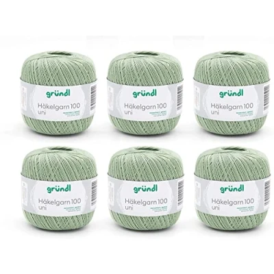 Image of Gründl Crochet Yarn, Cotton, Pistachio, 6 x 100 g
