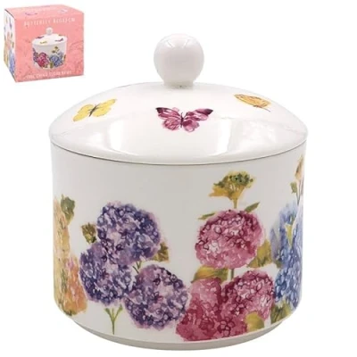 Image of The Leonardo Collection Butterfly Blossom Sugar Bowl with Lid Pot for All Homes &amp; Offices Designed by Jennifer Rose Gallery Ceramic Sugar, Sweetener or Other Snacks