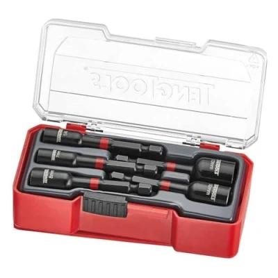 Image of Teng Tools 5 Piece 1/4 Inch Hex Drive 6 Point Metric &amp; SAE Impact Nut Setter Driver Set TJNS05