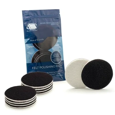 Image of Glass Polish 3 inch (75mm) Pack of 10 Felt Polishing Pads for Glass, Plastic, Metal and Marble