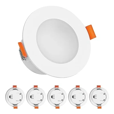 Image of Eslas LED Downlights Ceiling 5W, IP65 Parallel Connection Recessed Lights 3CCT Bathroom, Warm White 2700K Neutral 4000K Cool 6000K Selectable, 550Lm, Non Dimmable, 6 Pack